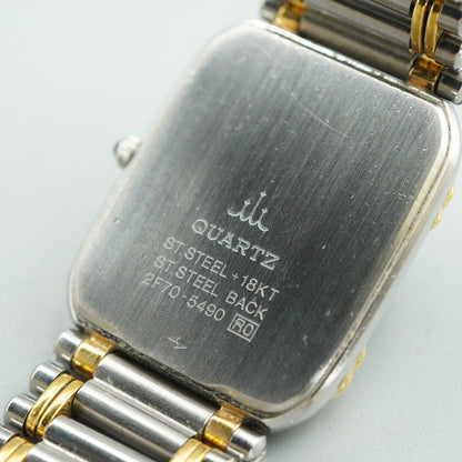 N MINT Vintage 1990s SEIKO CREDOR 2F70-5490 Qz Silver Rectangle 19mm Women Watch