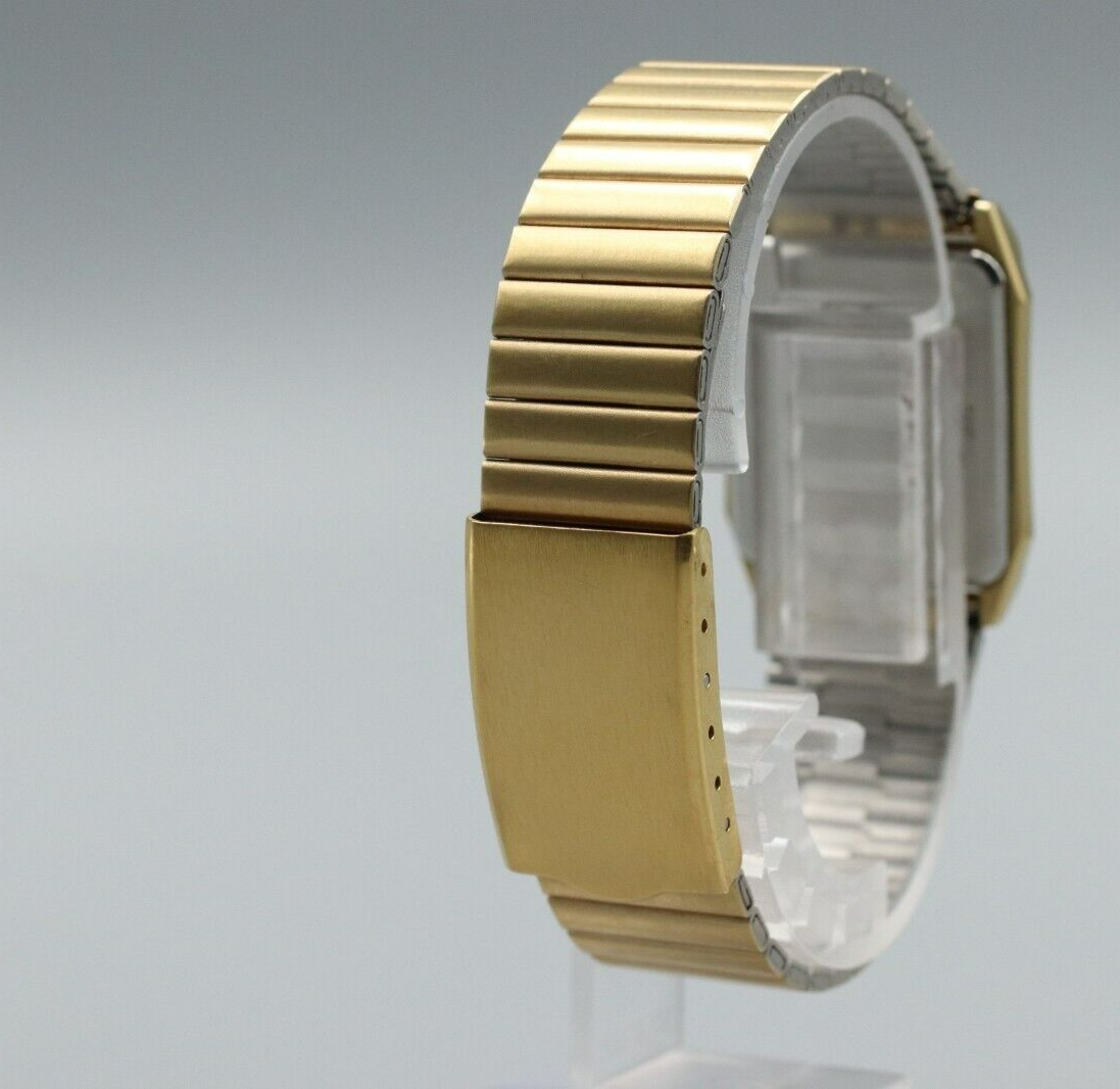 *MINT* Vintage SEIKO Dolce 7740-5000 Quartz Gold Dial Rectangle Mens Watch