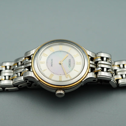 *NEAR MINT* SEIKO Exceline V110-0AA0 Quartz White Round 24mm Women,Ladies Watch