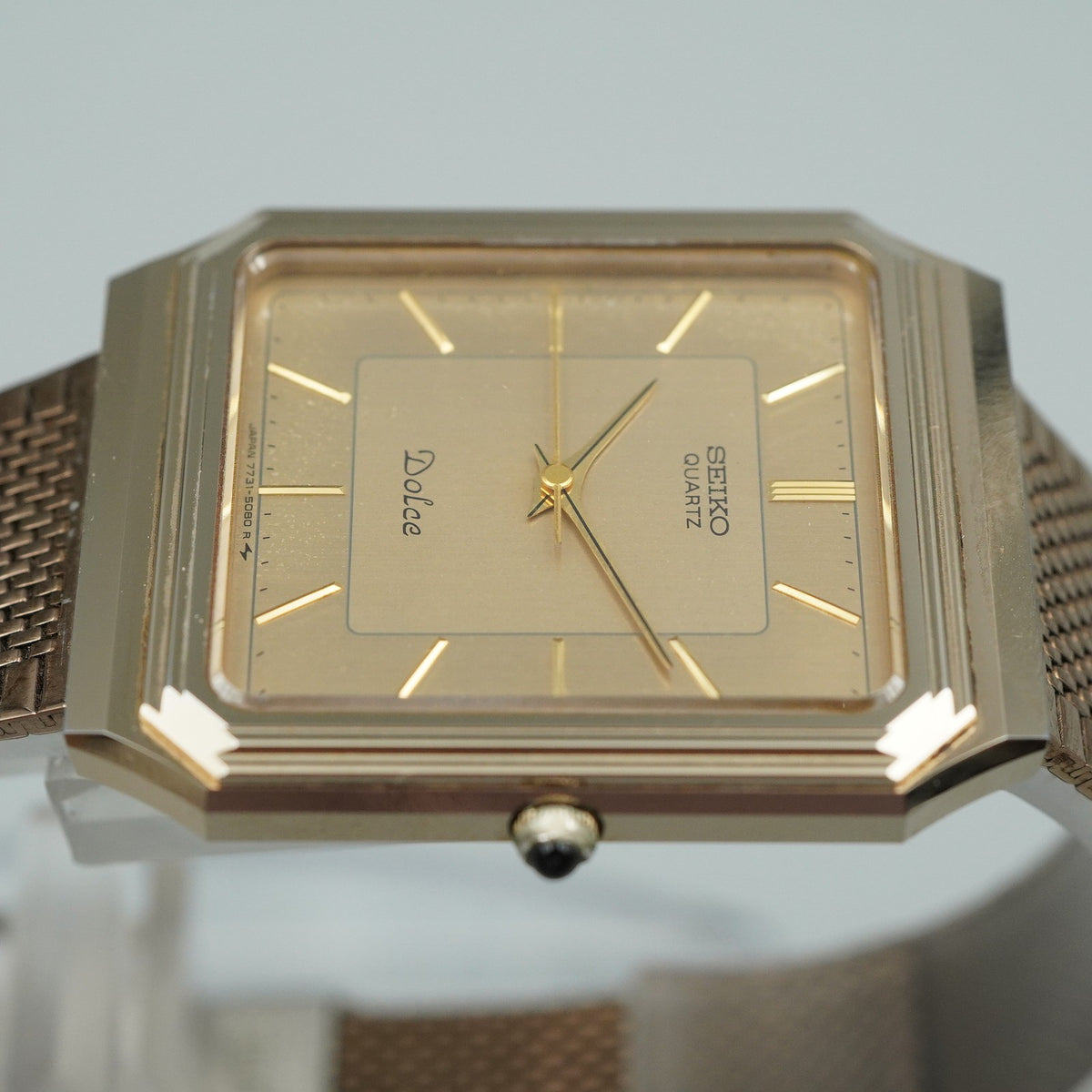 *N MINT* Vintage 1980s SEIKO Dolce 7731-5081 Quartz Gold Square 29mm Women Watch