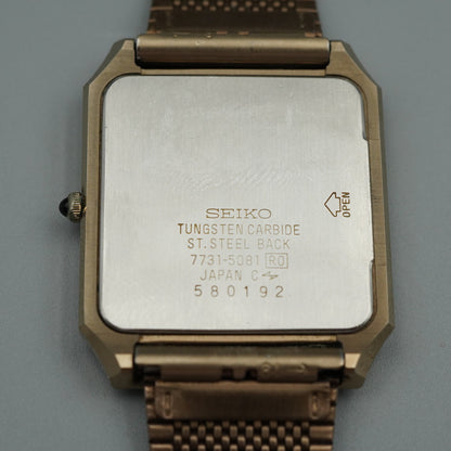 *N MINT* Vintage 1980s SEIKO Dolce 7731-5081 Quartz Gold Square 29mm Women Watch