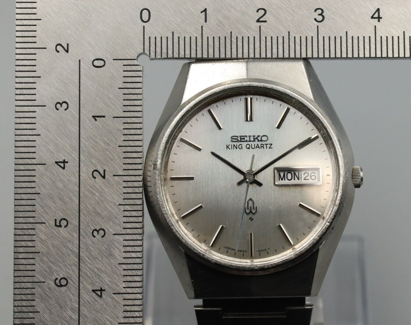 *Exc+4* Vintage SEIKO King 4823-8010 Quartz Silver Dial Day Date Mens Watch