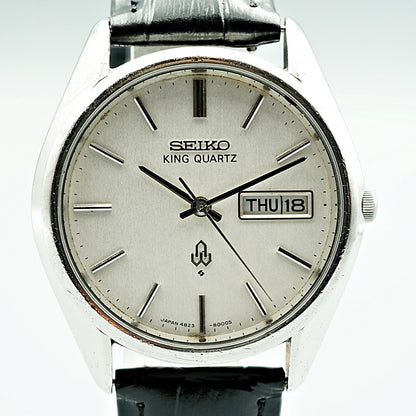 *Exc+5* Vintage 1970s SEIKO KING 4823-8000 Qz White Dial Round 36mm Mens Watch