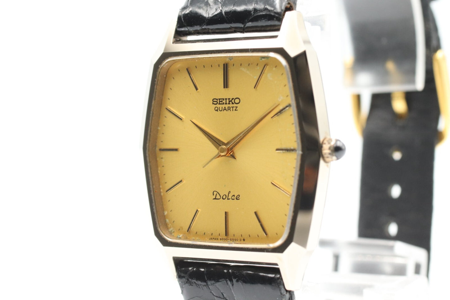 *Exc+5* Vintage SEIKO Dolce 6030-5480 Qz Gold Dial Hexagon 29mm Women Watch