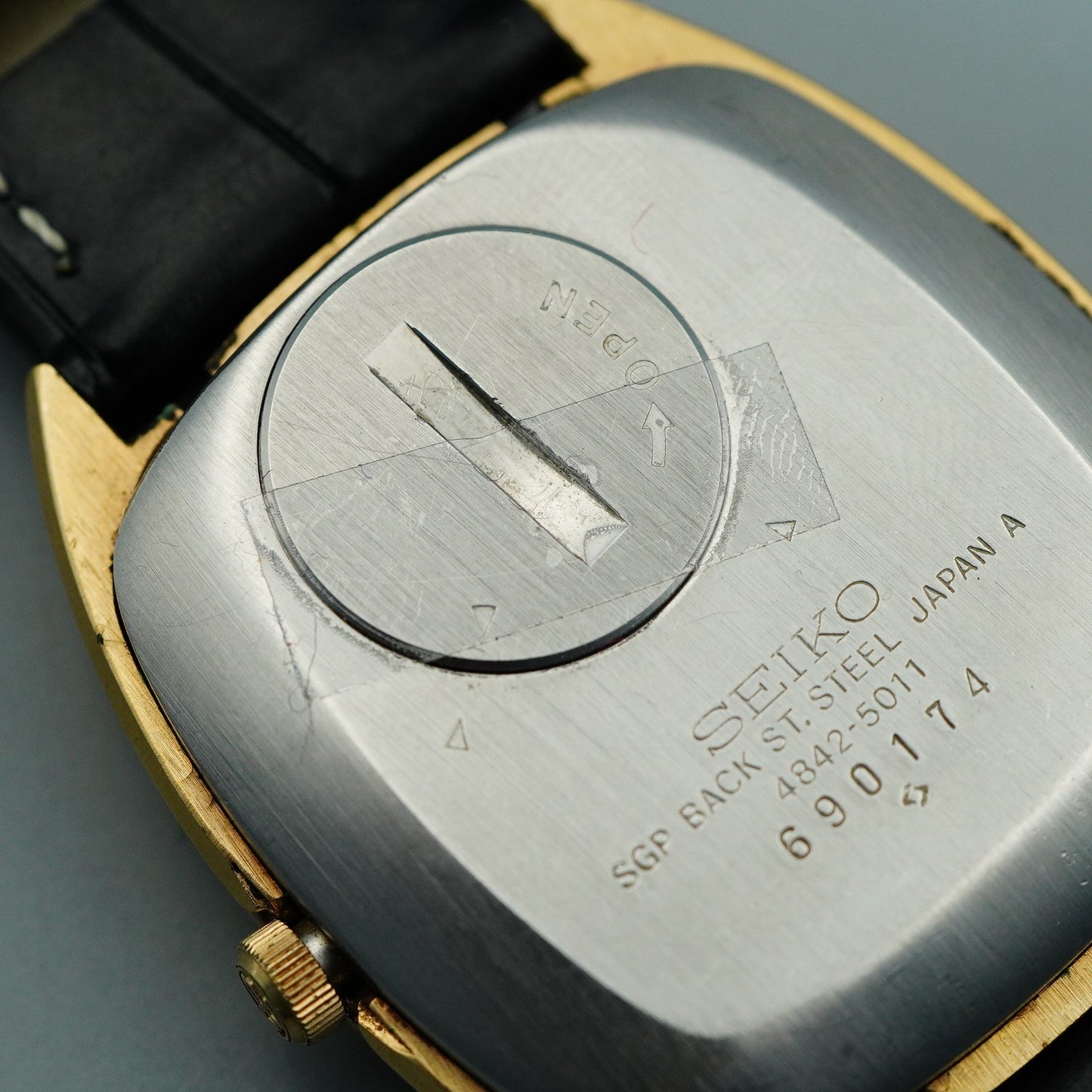 *Exc+5* Vintage 1975 SEIKO GRAND 4842-5011 Quartz Gold Square 34mm Mens Watch