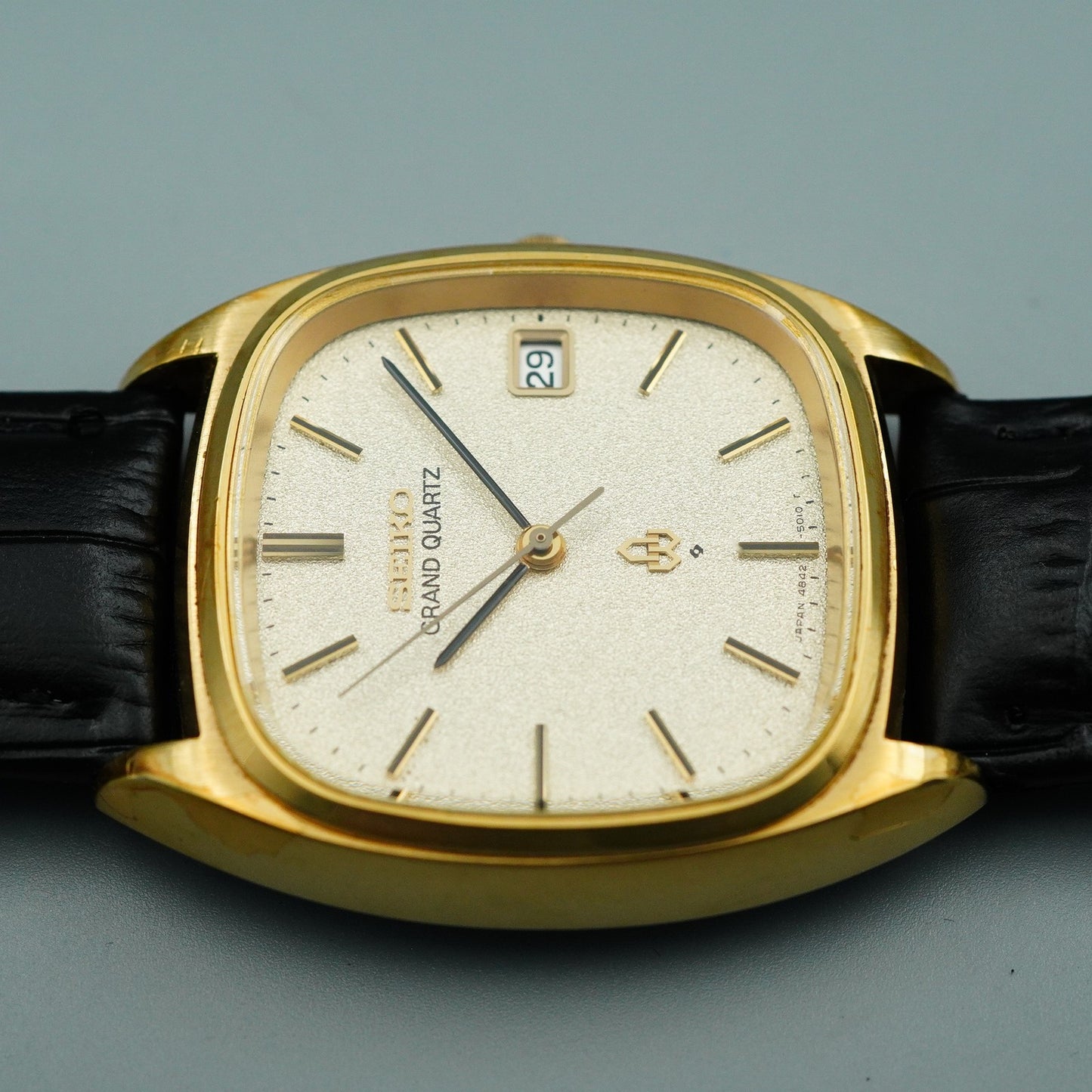 *Exc+5* Vintage 1975 SEIKO GRAND 4842-5011 Quartz Gold Square 34mm Mens Watch
