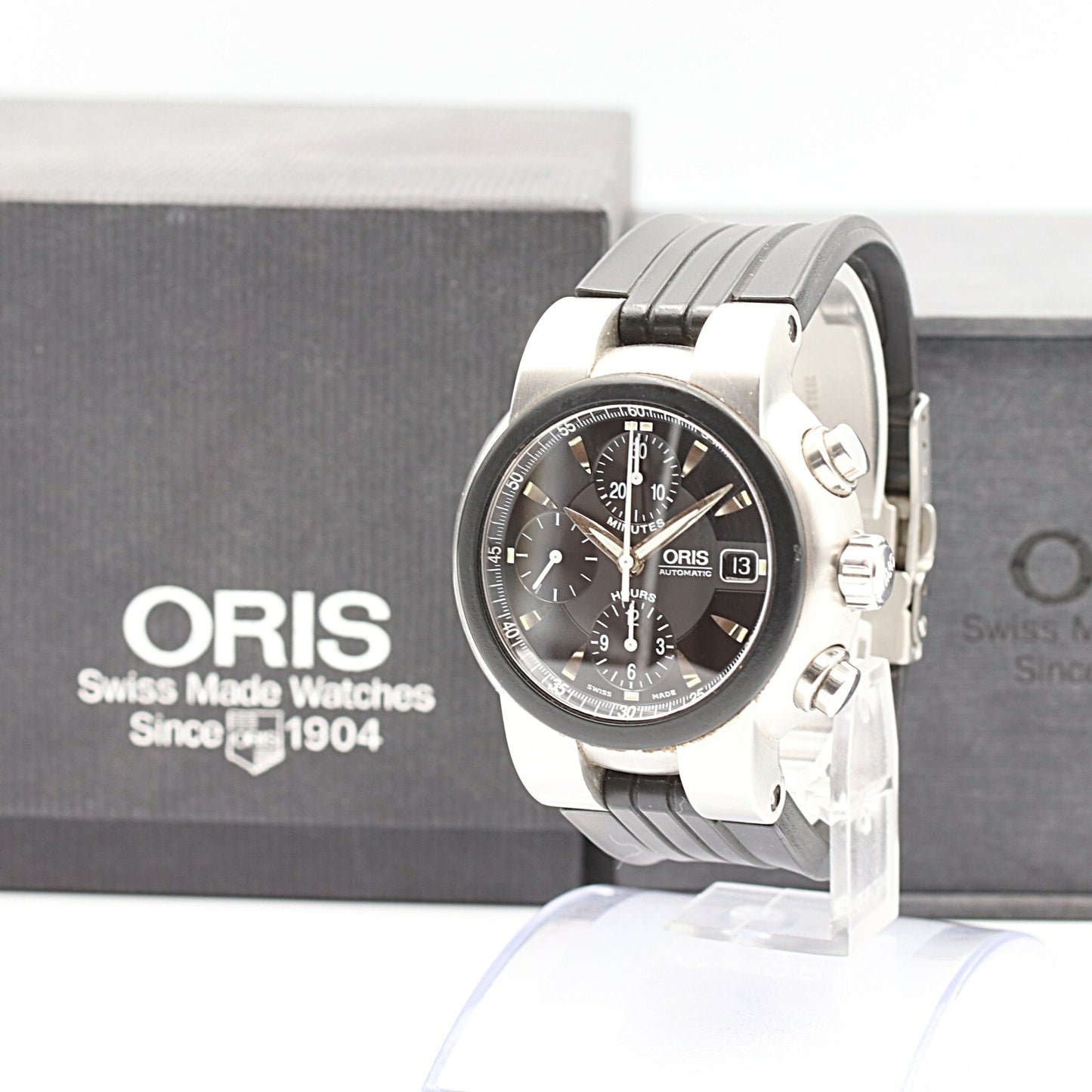 N MINT Vintage 1990s ORIS  7521-44 Automatic Black Dial  42mm 15.5cm Mens Watch