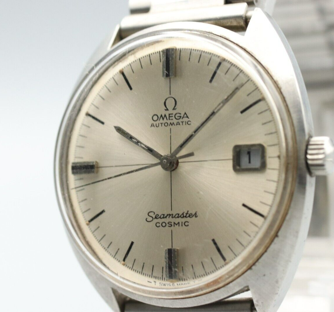 *N MINT* Vintage OMEGA Seamaster Cosmic Automatic Silver Cross Line Mens Watch