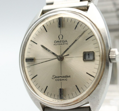 *N MINT* Vintage OMEGA Seamaster Cosmic Automatic Silver Cross Line Mens Watch
