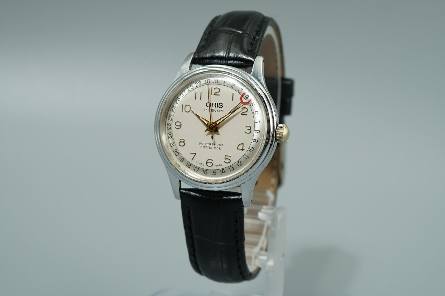 *Exc+4* Vintage 1989 ORIS Pointer Date 302-7285B Hand Wind White 31mm Mens Watch