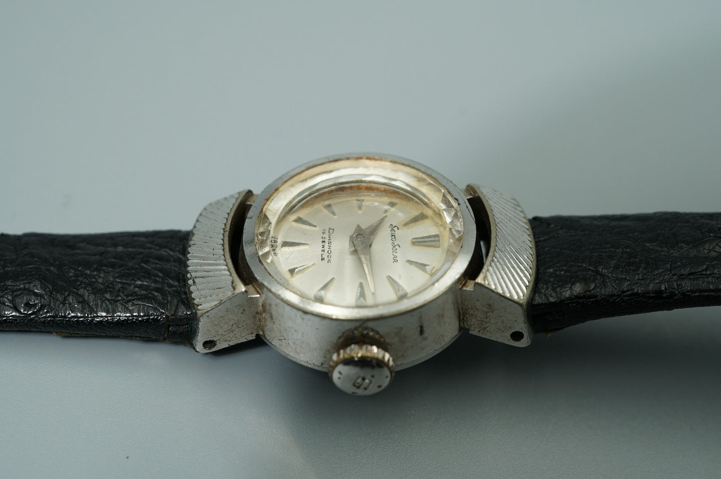 *Exc+4* Vintage 1964 SEIKO Solar Hand Winding Silver Dial Round 17mm Women Watch