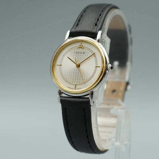 *NEAR MINT* Vintage SEIKO CREDOR 1271-0011 Quartz Silver Round 24mm Women Watch