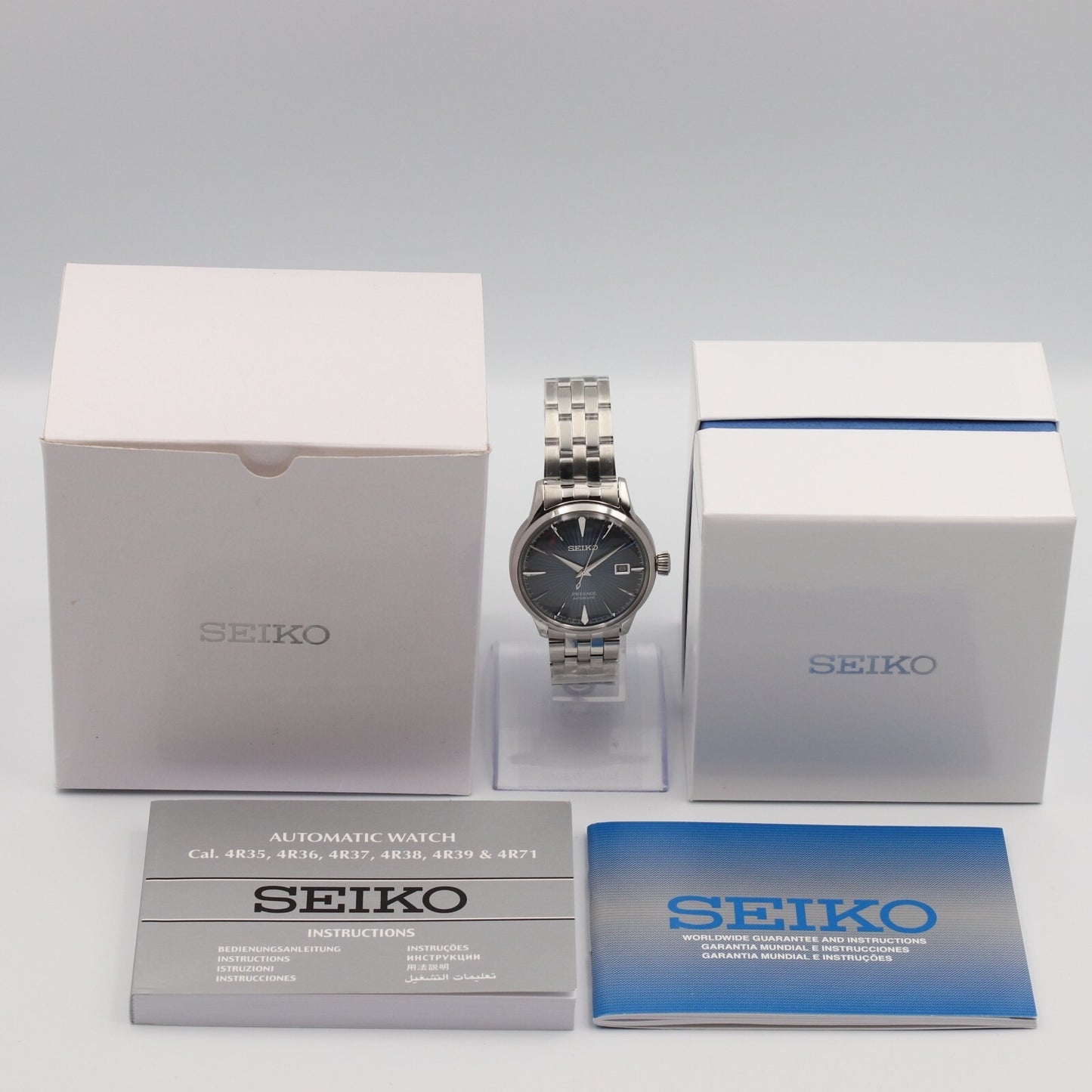 *UNUSED* SEIKO PRESAGE 4R35-01T0 Automatic Navy Dial Round 40mm Mens Watch