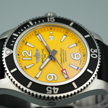 *Exc+5 Box & Paper* BREITLING Superocean A17367 Automatic Yellow 46mm Mens Watch