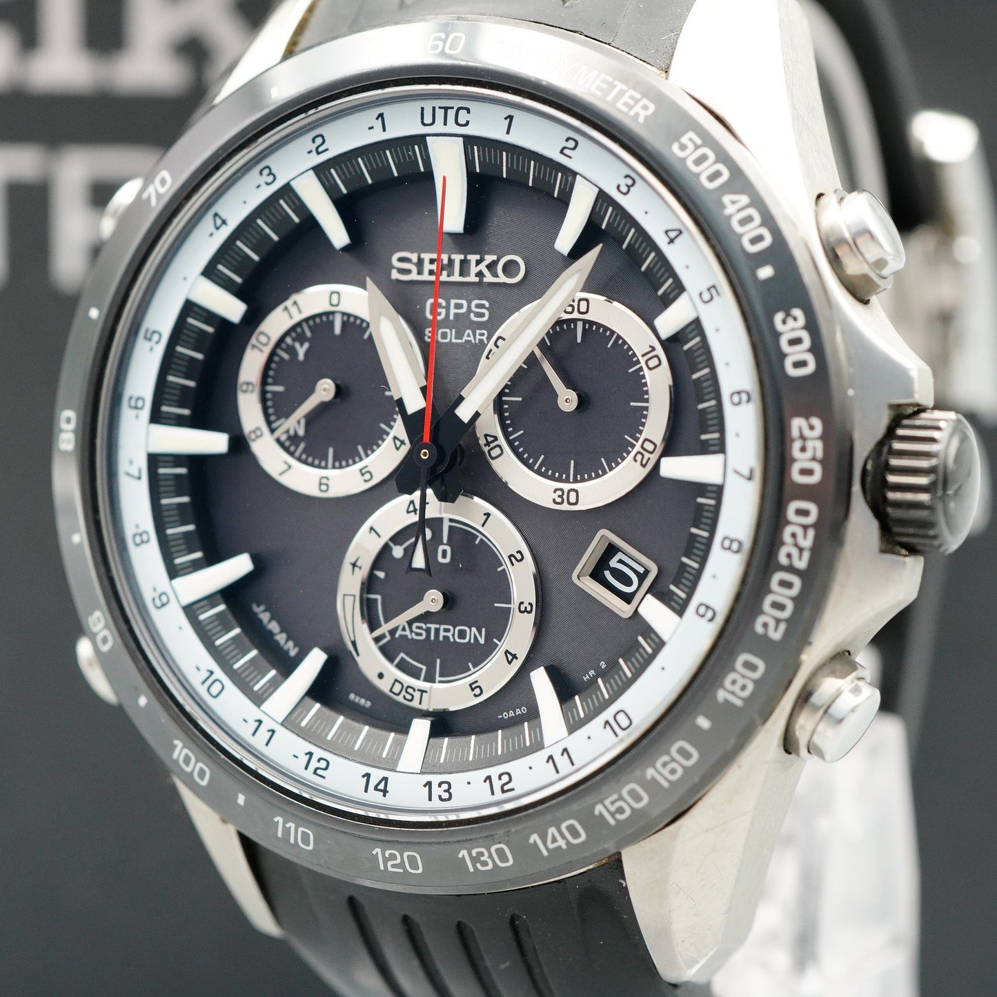 *Exc+5 in Box* SEIKO ASTRON  8X82-0AC0 Solar Black Dial Round 45 mm Mens Watch