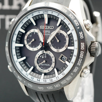 *Exc+5 in Box* SEIKO ASTRON  8X82-0AC0 Solar Black Dial Round 45 mm Mens Watch