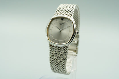 *N MINT* Vintage 1975 SEIKO CREDOR 5931-5231 Qz Silver Hexagon 30mm Mens Watch