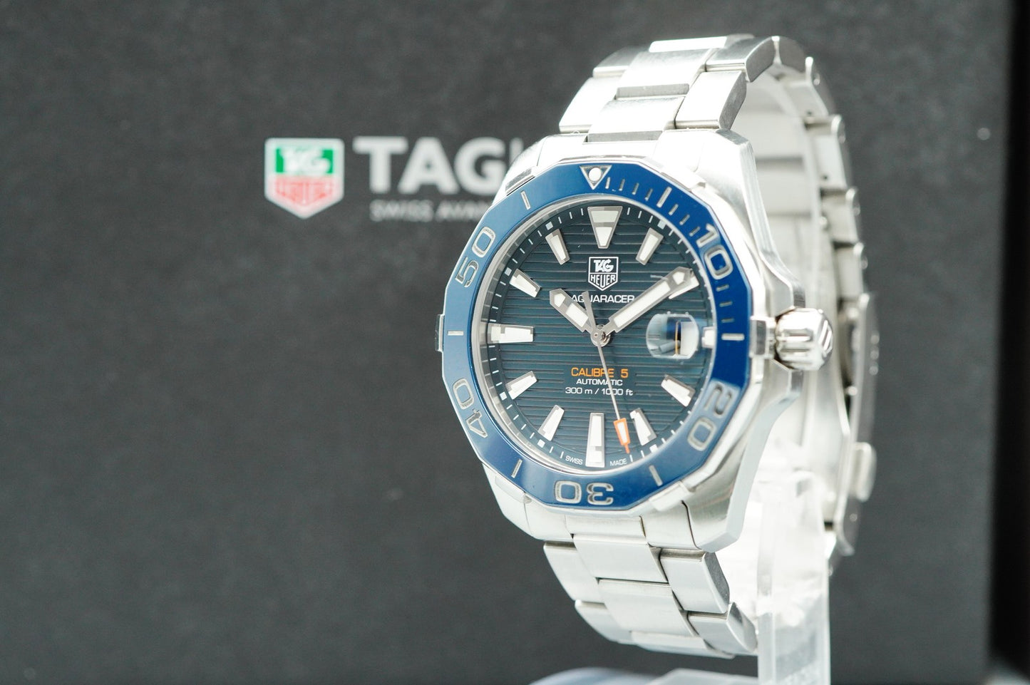 *NEAR MINT*  TAG HEUER Aquaracer WAY2110 Automatic Blue Round 41mm Mens Watch