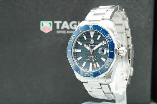 *NEAR MINT*  TAG HEUER Aquaracer WAY2110 Automatic Blue Round 41mm Mens Watch