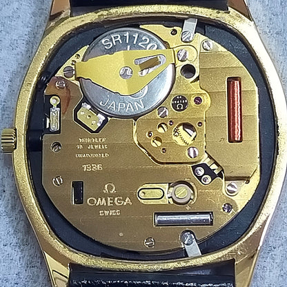 *N MINT* Vintage 1980 OMEGA De Ville Cal.1332 Qz Black Hexagon 33mm Mens Watch