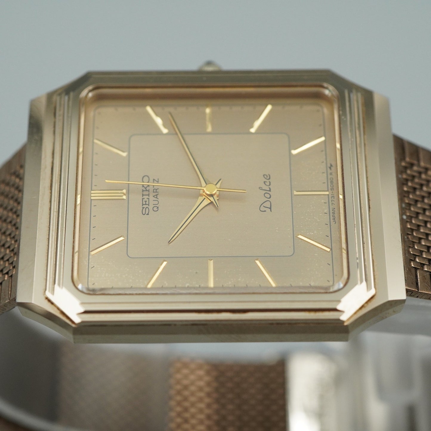 *N MINT* Vintage 1980s SEIKO Dolce 7731-5081 Quartz Gold Square 29mm Women Watch