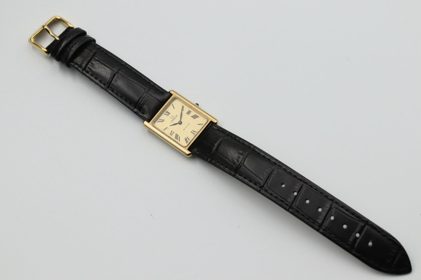 *N MINT* Vintage OMEGA  De Ville  Hand Winding Gold ROMAN Dial Tank Women Watch