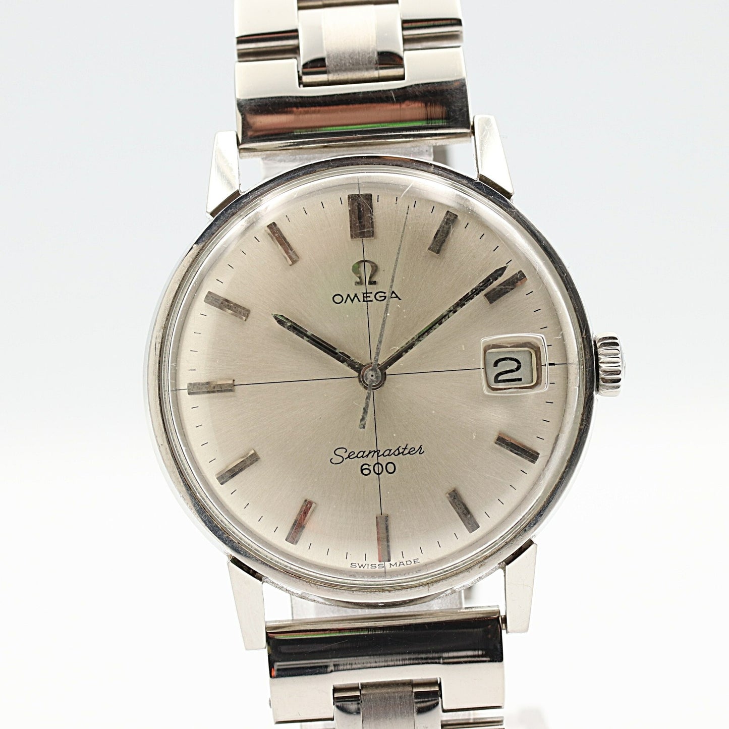 Vintage 1966 OMEGA Seamaster 600 Cal.611 Manual Silver CrossLine 34mm Mens Watch