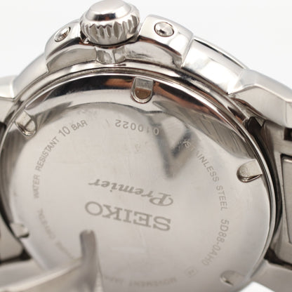 *MINT* SEIKO Premier Kinetic Moon Phase 5D88-0AH0 Quartz White 42mm Mens Watch