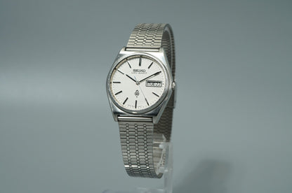 *NEAR MINT* Vintage 1980s SEIKO Lord 7853-7000 Qz White Round 34mm Mens Watch