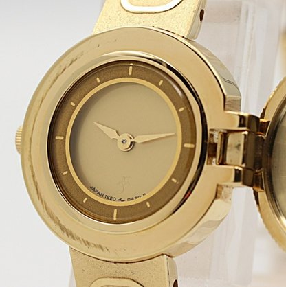 *N MINT* SEIKO Golden Nefertiti 1E20-0A20 Quartz Gold Dial 18mm Women Watch