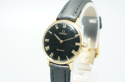 *NEAR MINT* Vintage 1975 OMEGA Geneve Cal.625 Hand Wind Black 25mm Women Watch