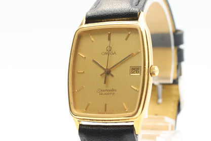 *NEAR MINT* Vintage OMEGA Seamaster Cal.1430 Quartz Gold Dial Date Women Watch