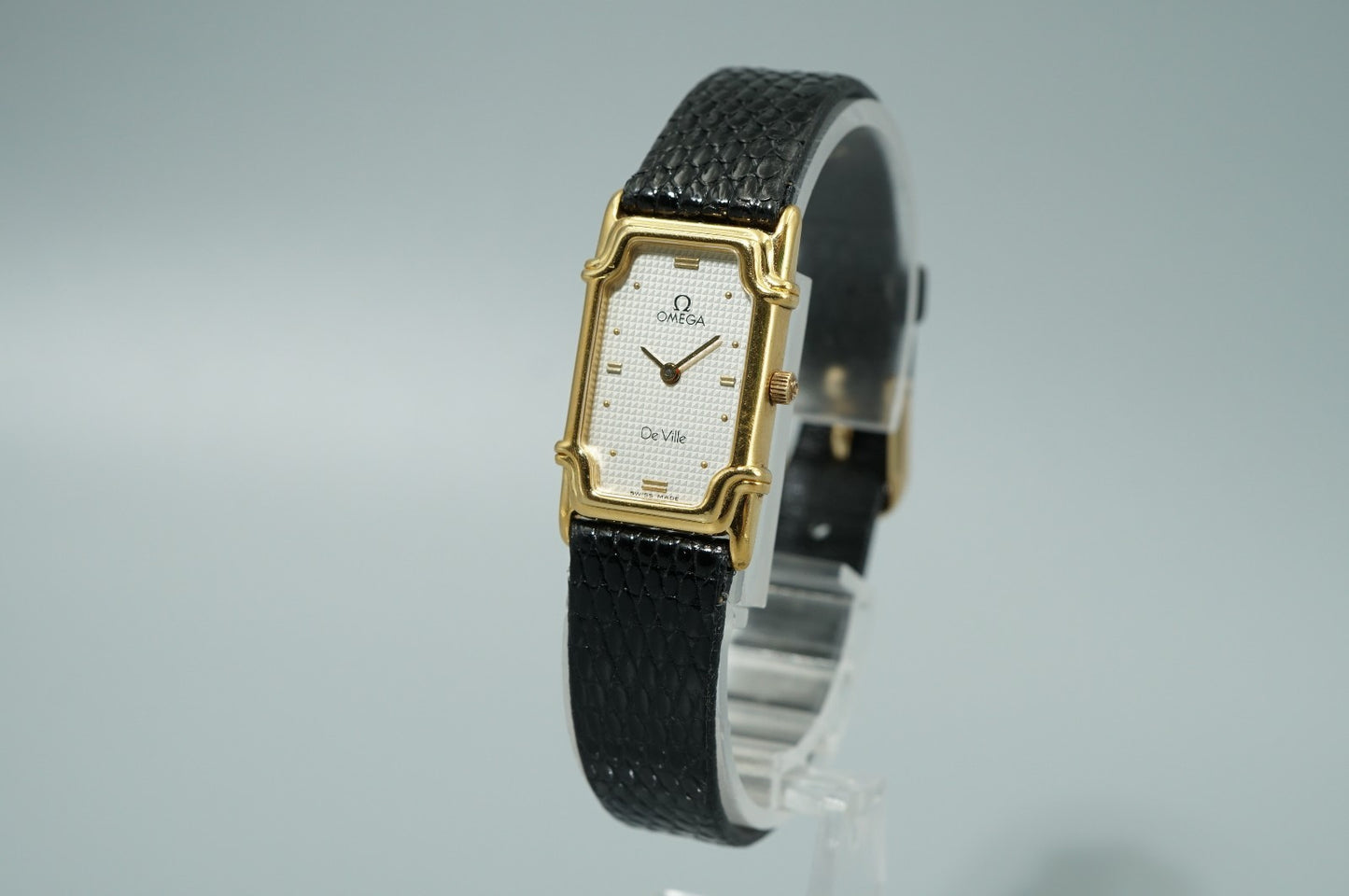 Vintage 1998 OMEGA De Ville Cal.1455  Qz White Dial Rectangle 16mm Women Watch