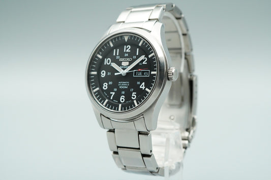 *Exc+5* Vintage SEIKO SPORTS 7S36-03J0 Automatic Black Round 42mm Mens Watch