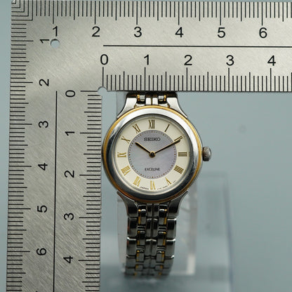 *NEAR MINT* SEIKO Exceline V110-0AA0 Quartz White Round 24mm Women,Ladies Watch