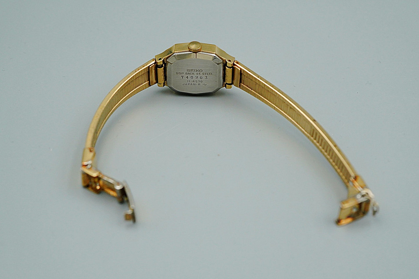 *Exc+5* Vintage 1974 SEIKO 11-4570 Hand Winding Silver Hexagon 19mm Women Watch