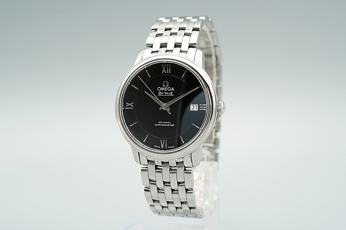 *Exc+5* OMEGA De Ville Prestige CO-AXIAL CHRONOMETER AT Black 37mm Mens Watch