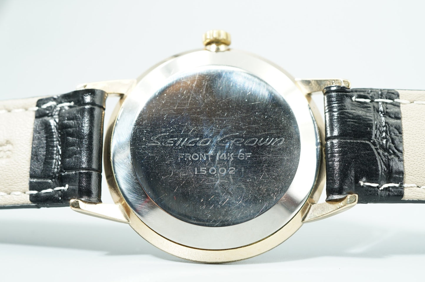 *N MINT* Vintage 1961 SEIKO Crown J15002 Hand Wind Silver Round 35mm Mens Watch