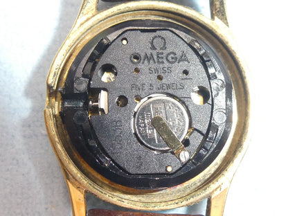 *NEAR MINT* Vintage 1980s OMEGA De Ville Cal.1350 Qz Gold Round 23mm Women Watch