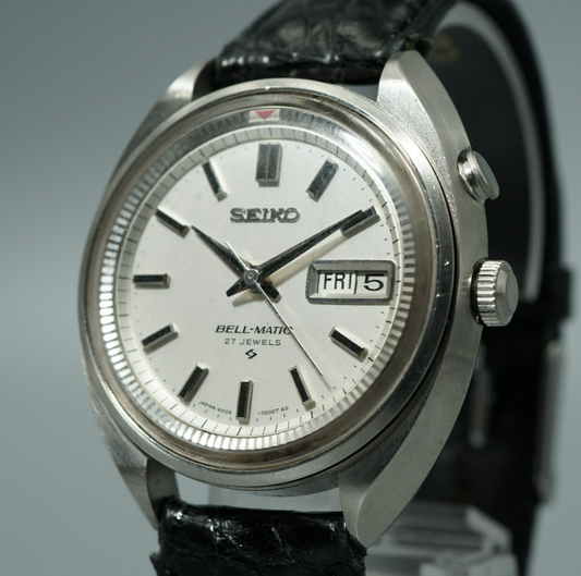 N MINT Vintage 1967 SEIKO BELL-MATIC 4006-7000 Automatic Silver 38mm Mens Watch