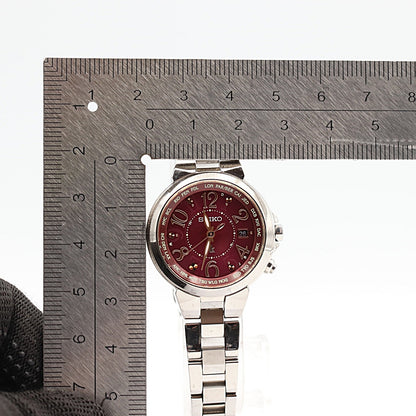 *NEAR MINT* SEIKO Lukia 1B25-0AC0 Solar RED Dial Round 29m Women Watch JAPAN
