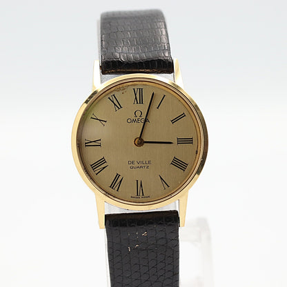 *NEAR MINT* Vintage 1980 OMEGA De Ville Qz Gold Round 24mm Women,Ladies Watch