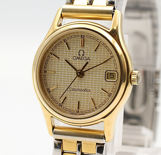 *NEAR MINT* Vintage 1984 OMEGA Seamaster Qz Gold Round 23mm Women,Ladies Watch