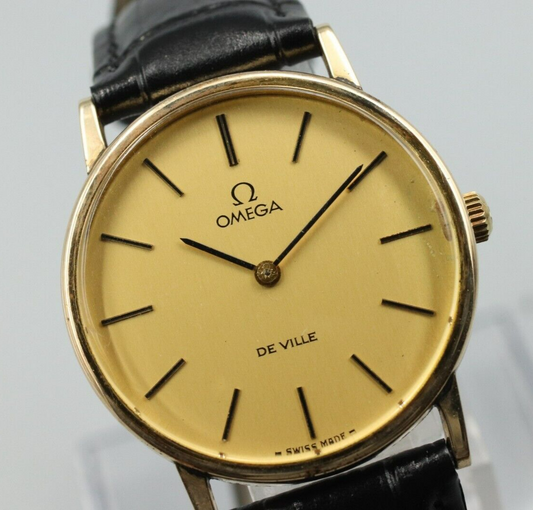 *Exc+4* Vintage OMEGA De Ville Cal.625 Hand Winding Gold Dial Round Mens Watch