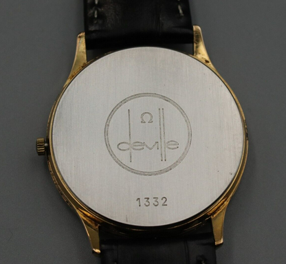 *Exc+5* Vintage OMEGA De Ville Cal.1332 Quartz Gold Dial Date Round Mens Watch