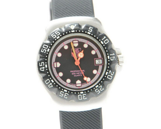 *Excellent+5* Vintage TAG Heuer Formula 1 377.513 Quartz Black PINK Unisex Watch