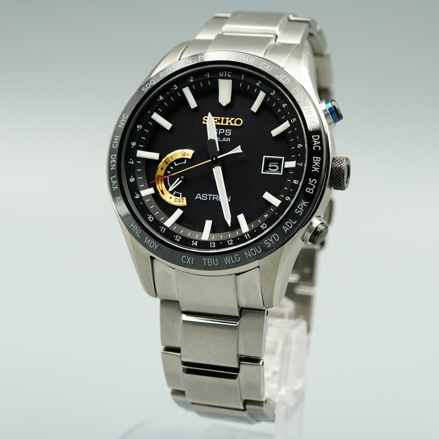 Box & Papar Vintage SEIKO ASTRON 8X22-0AJ0ｰ2 Solar Black Dial 45mm Mens Watch