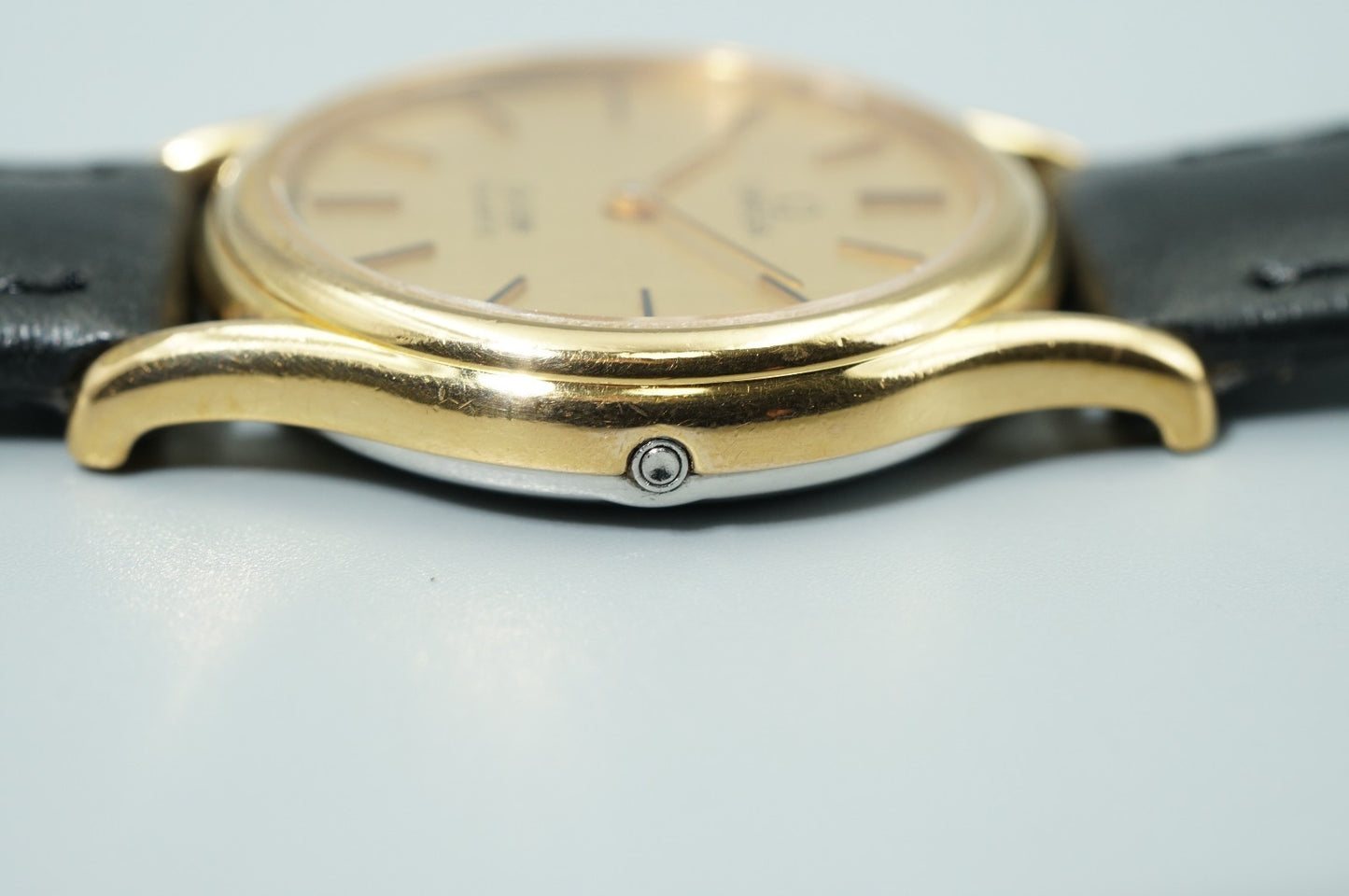 *NEAR MINT* Vintage 1979 OMEGA De Ville Cal.1365 Qz Gold Round 24mm Women Watch