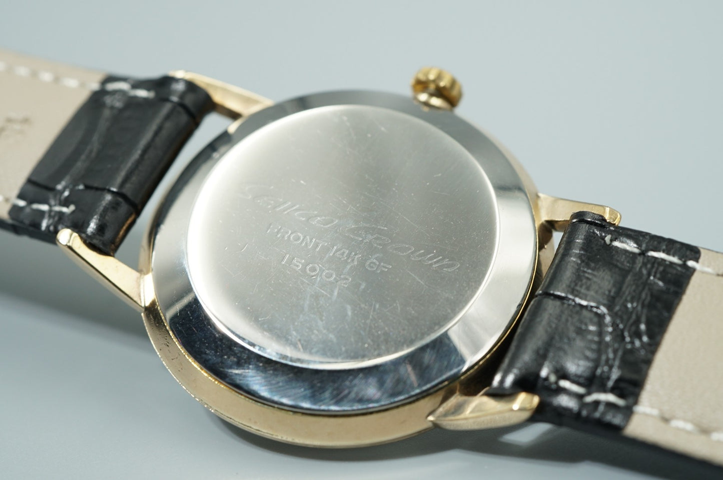 *N MINT* Vintage 1961 SEIKO Crown J15002 Hand Wind Silver Round 35mm Mens Watch