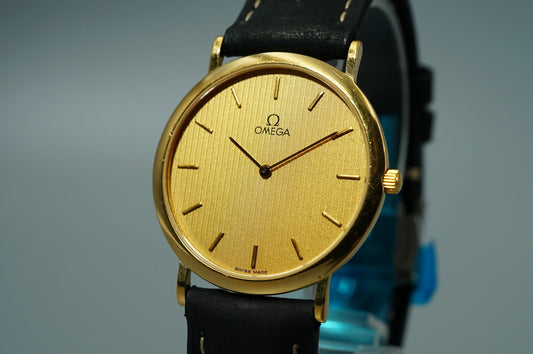 *Exc+5* Vintage OMEGA De Ville Ref.195.0075.2 Qz Gold Round 32mm Mens Watch